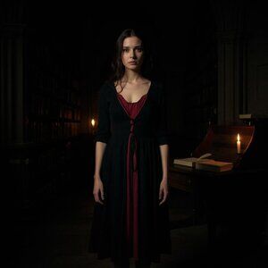 BloomChic Women’s Long Sleeve Maxi Dress Black Red Size 1X (14-16) Goth